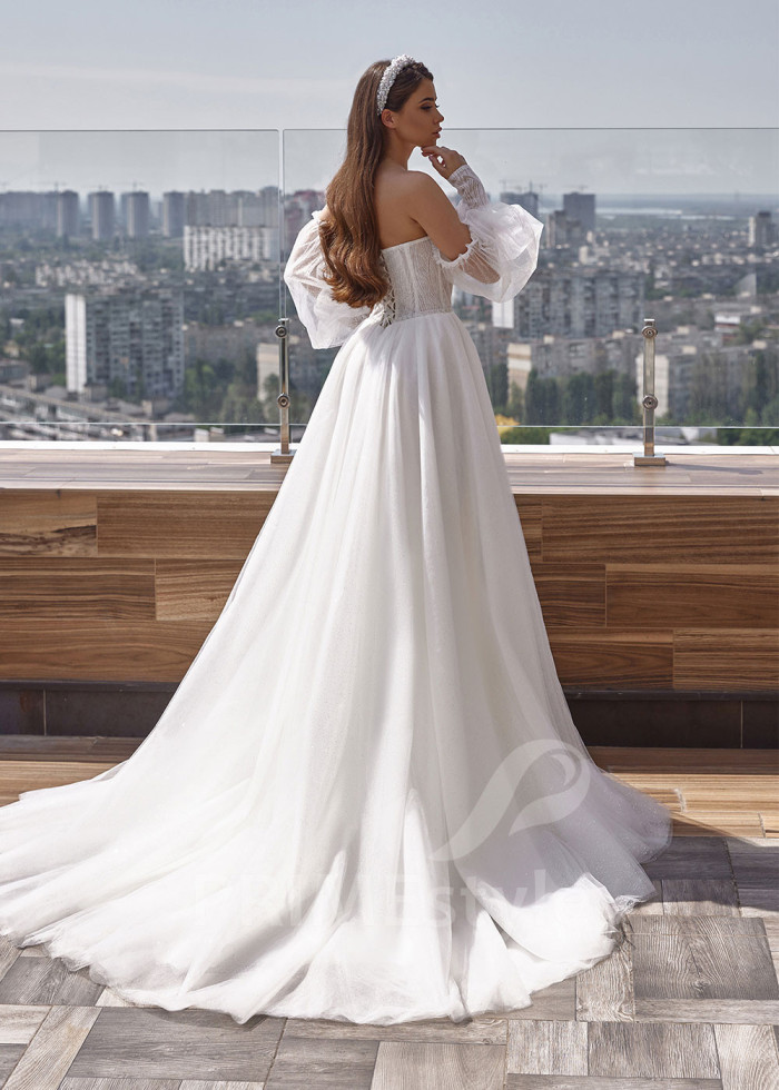 Extravagantné trblietavé svadobné šaty LC2529