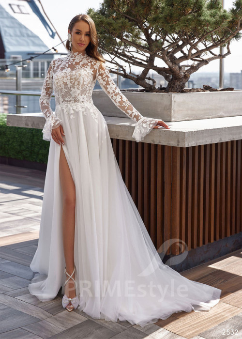 Elegantné kvetované svadobné šaty LC2532