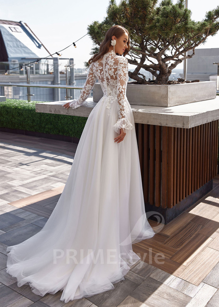 Elegantné kvetované svadobné šaty LC2532