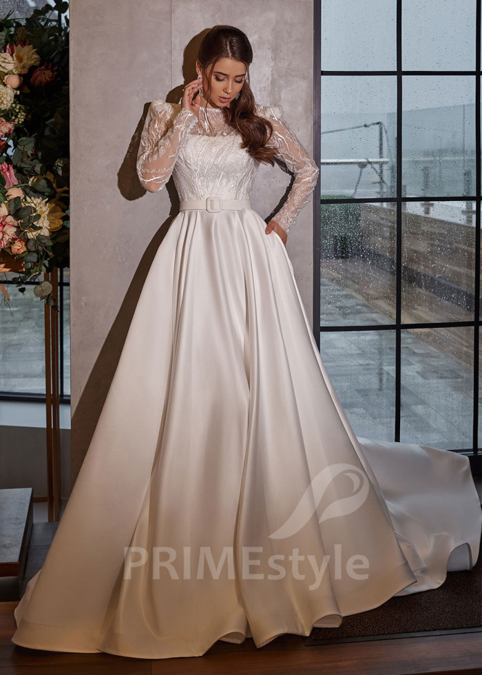 Elegantné hladké svadobné šaty LC2535