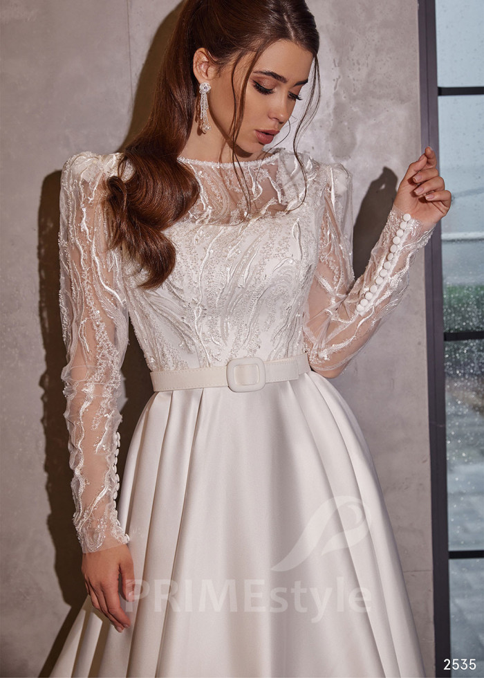 Elegantné hladké svadobné šaty LC2535