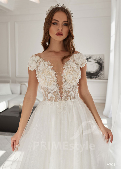 Luxusné kvetované svadobné šaty LS701 2