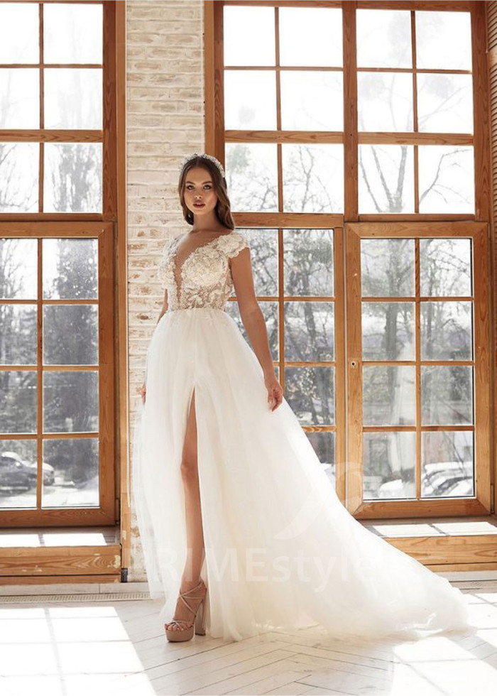 Luxusné kvetované svadobné šaty LS701