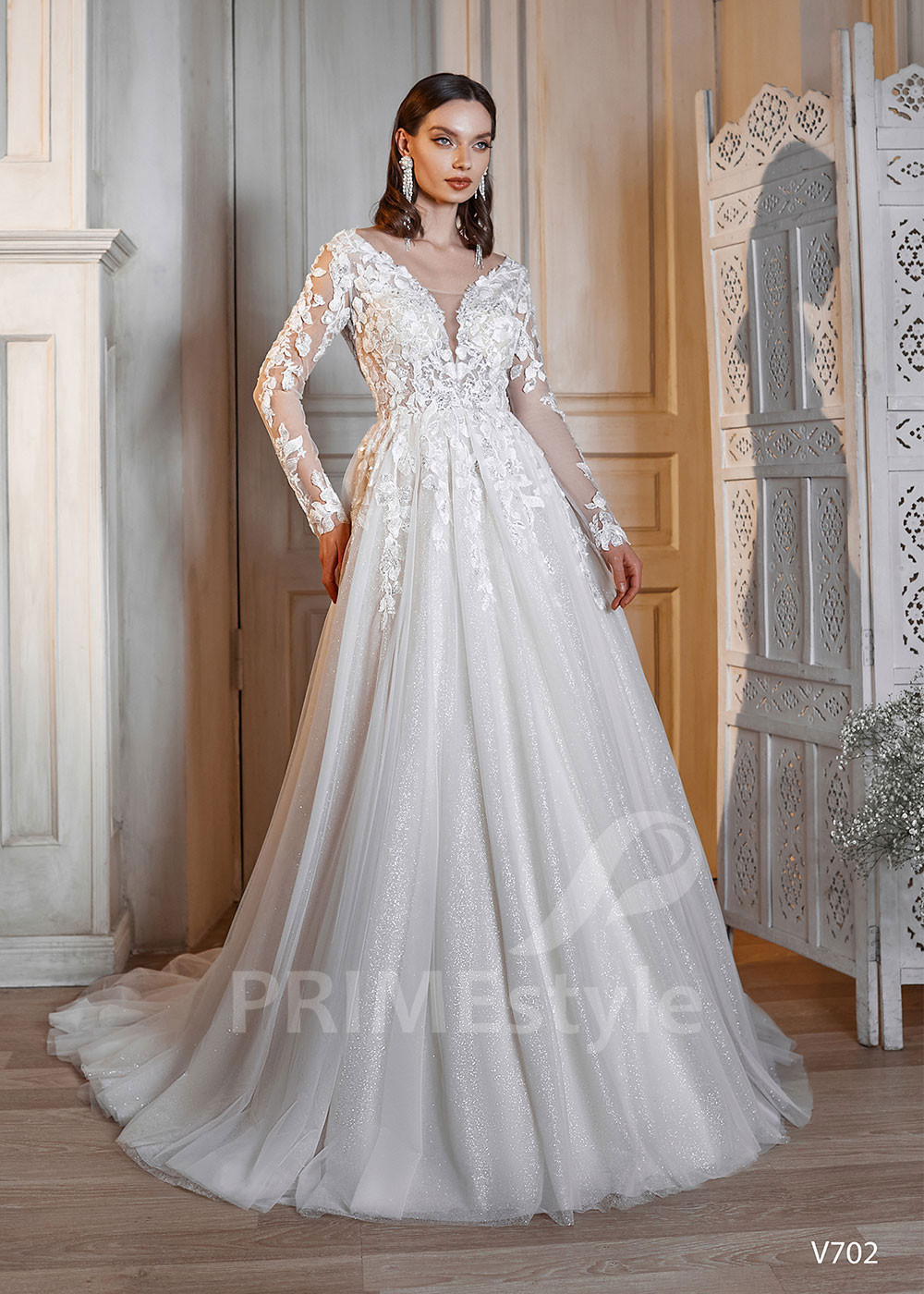 Luxusné trblietavé svadobné šaty LS702