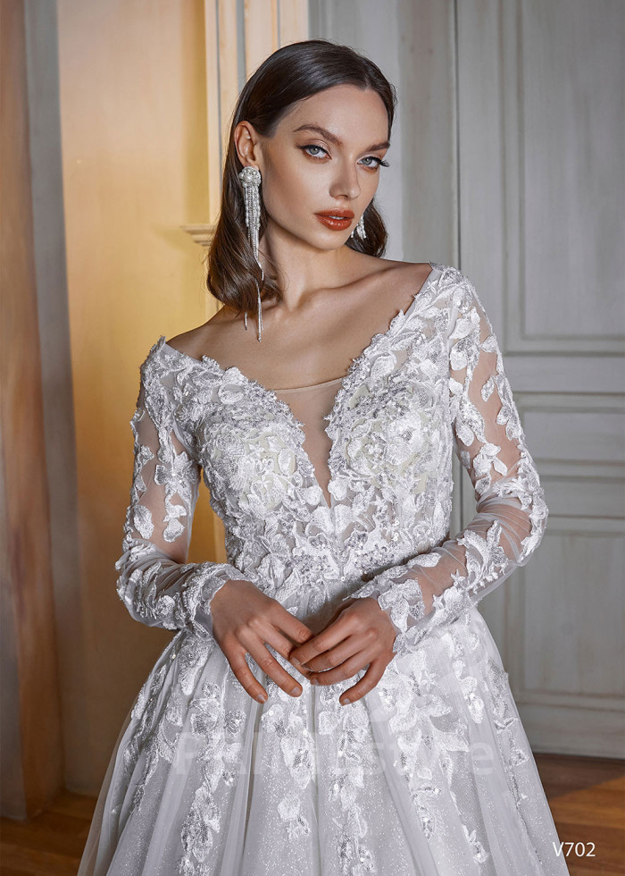 Luxusné trblietavé svadobné šaty LS702