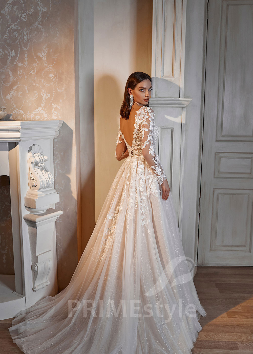 Luxusné trblietavé svadobné šaty LS702