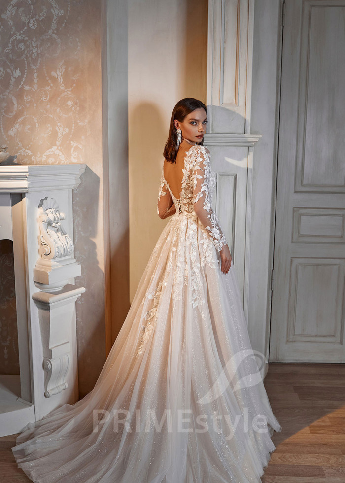 Luxusné trblietavé svadobné šaty LS702