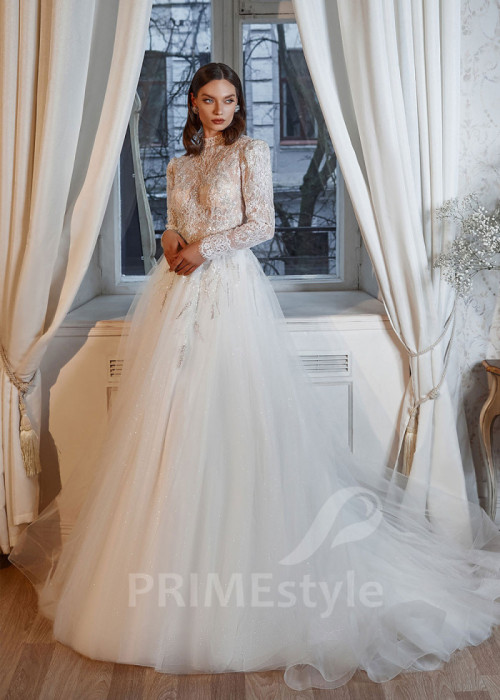 Luxusné trblietavé svadobné šaty LS705