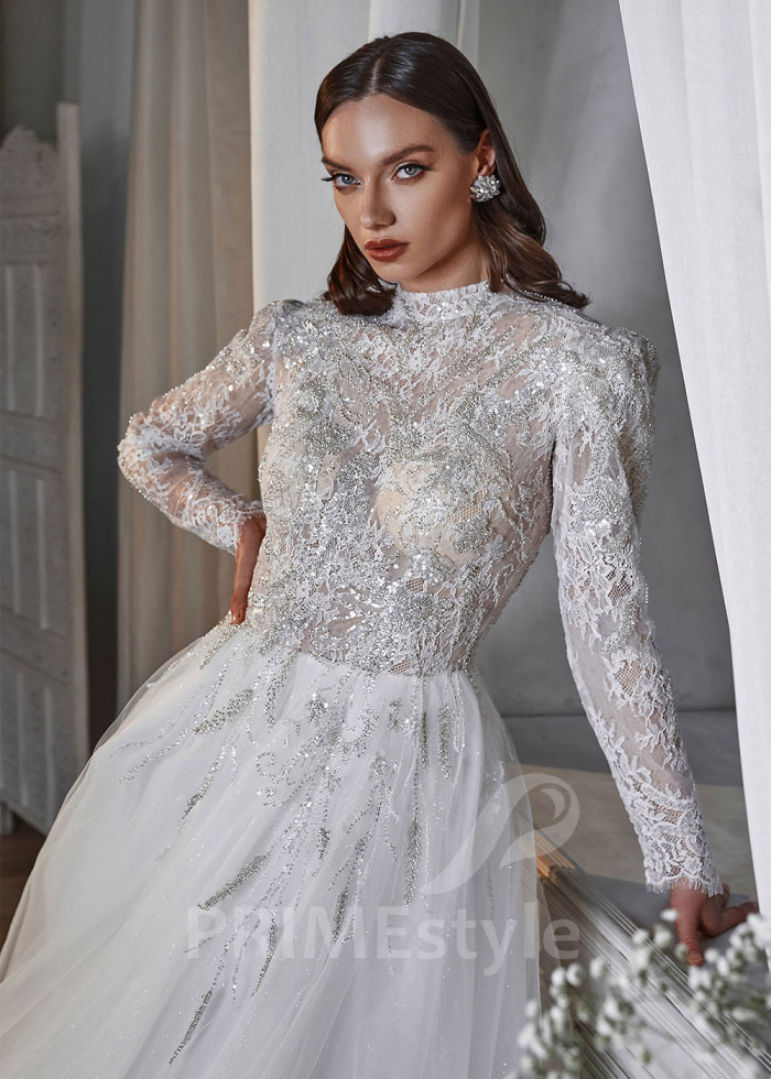 Luxusné trblietavé svadobné šaty LS705