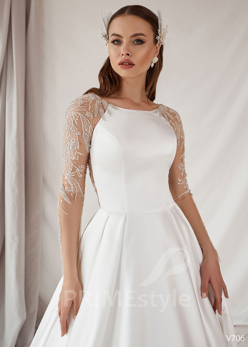 Elegantné saténove svadobné šaty LS706