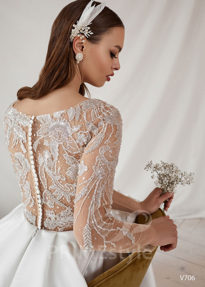 Elegantné saténove svadobné šaty LS706