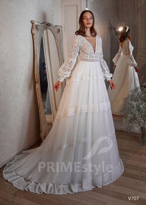 Luxusné boho svadobné šaty LS707