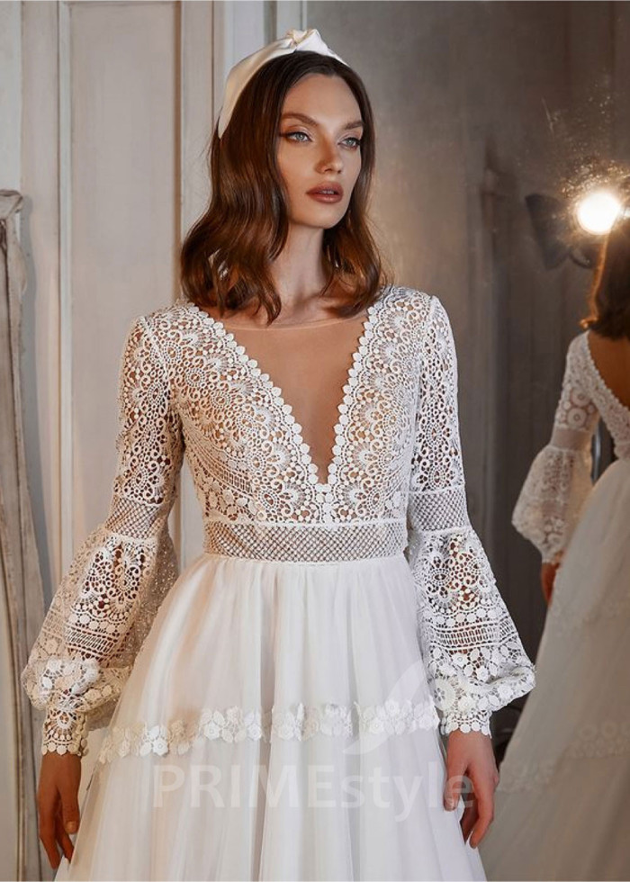 Luxusné boho svadobné šaty LS707