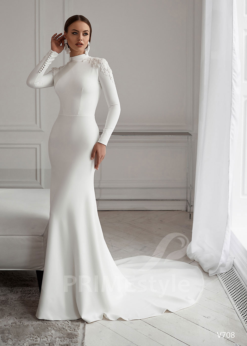 Elegantné úzke svadobné šaty LS708