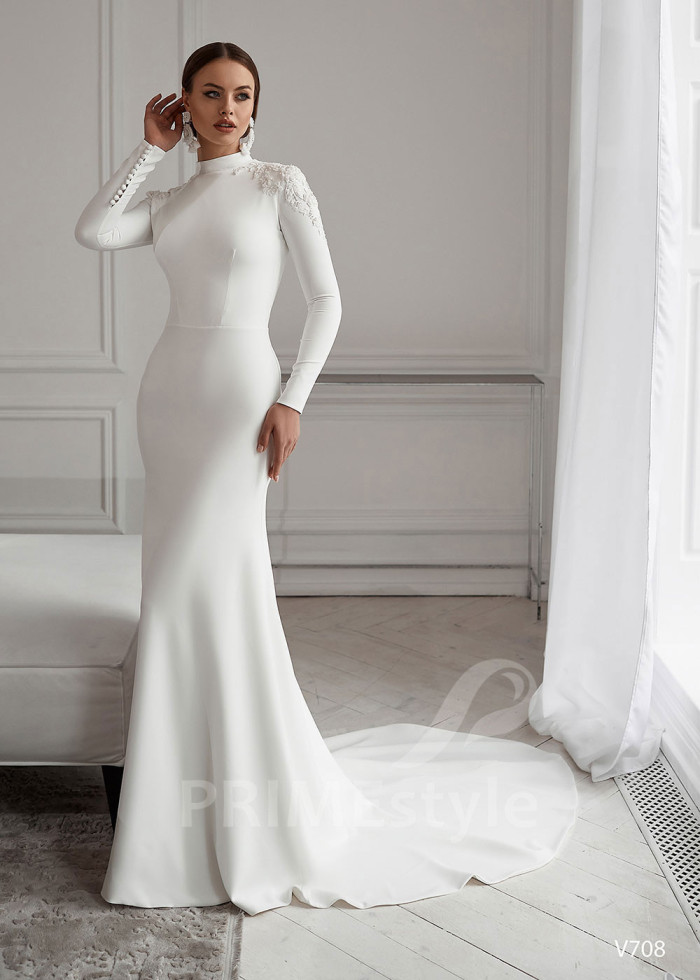 Elegantné úzke svadobné šaty LS708