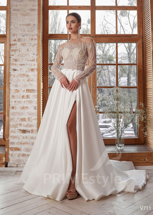 Extravagantné čipkované svadobné šaty LS711