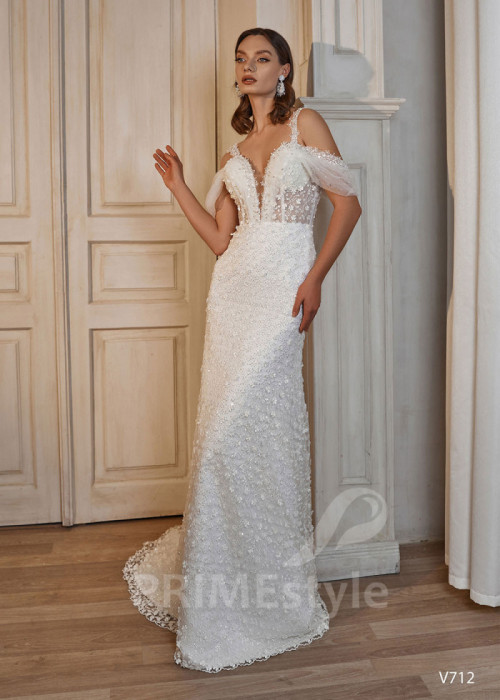 Luxusné celočipkované svadobné šaty LS712 2