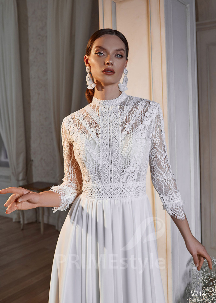 Jednoduché boho svadobné šaty LS714