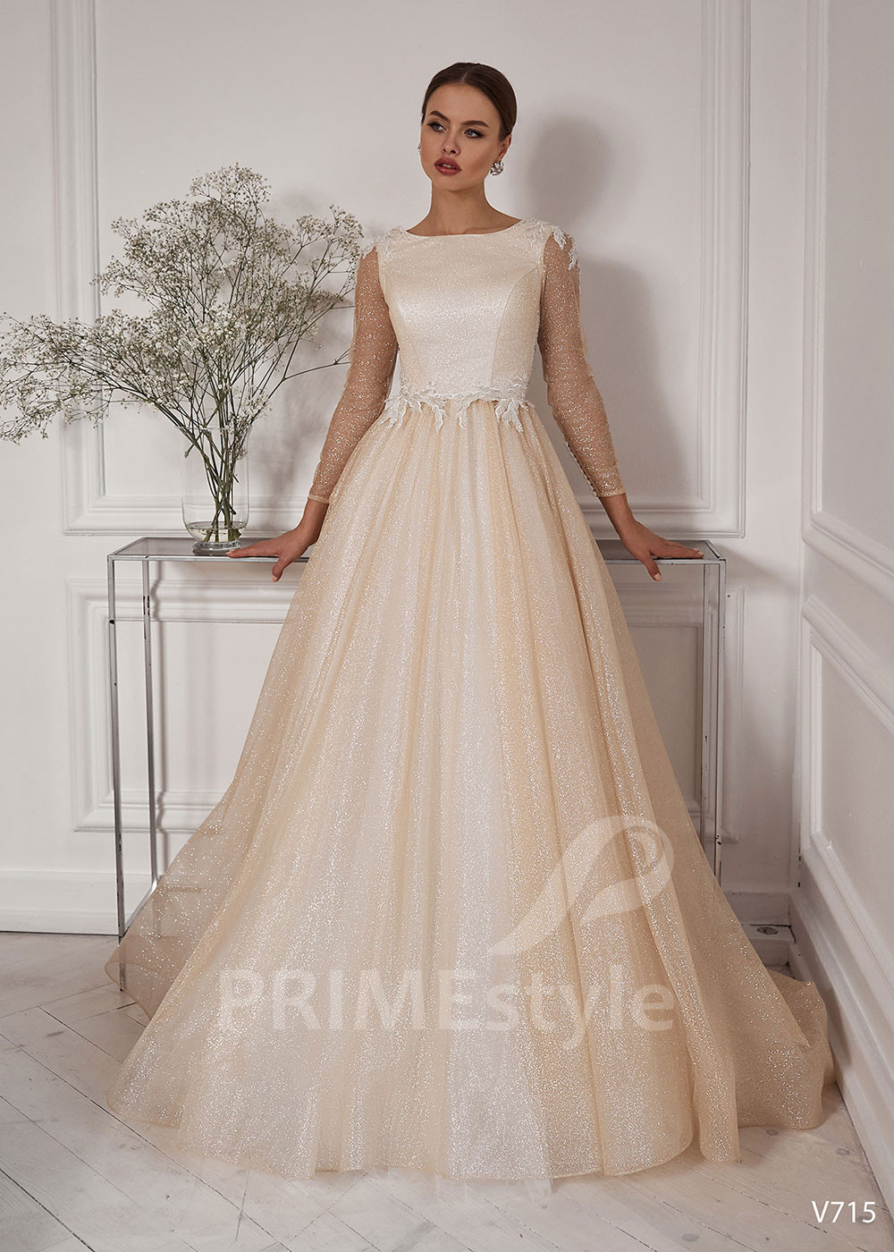 Extravagantné trblietavé svadobné šaty LS715