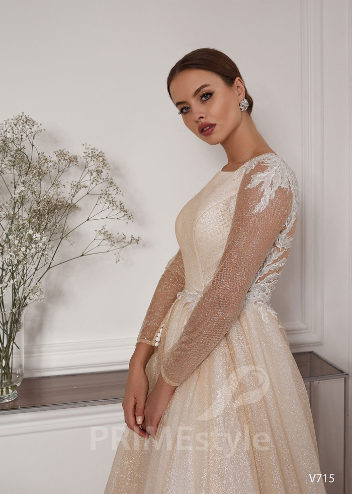 Extravagantné trblietavé svadobné šaty LS715