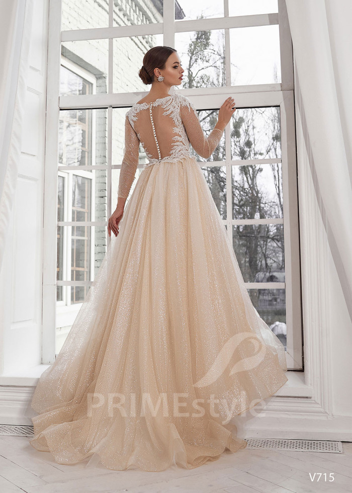 Extravagantné trblietavé svadobné šaty LS715