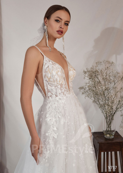 Elegantné celočipkované svadobné šaty LS717 2