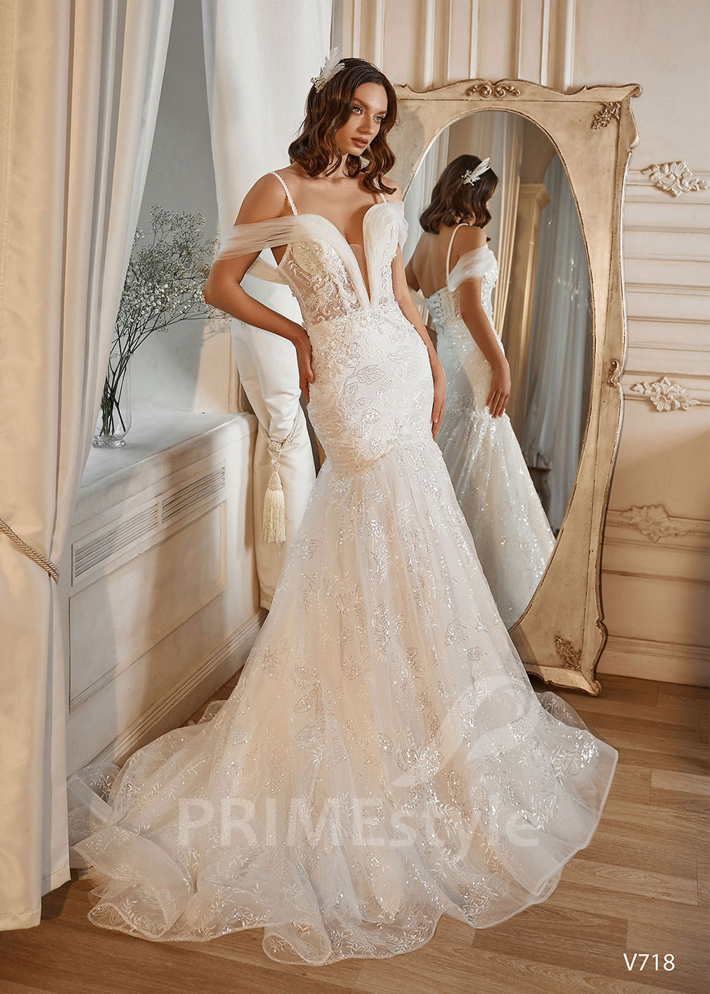 Extravagantné trblietavé svadobné šaty LS718