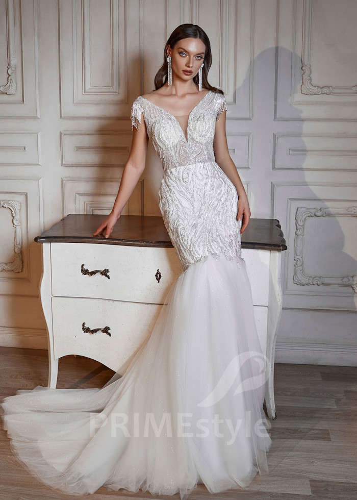 Luxusné úzke svadobné šaty LS720