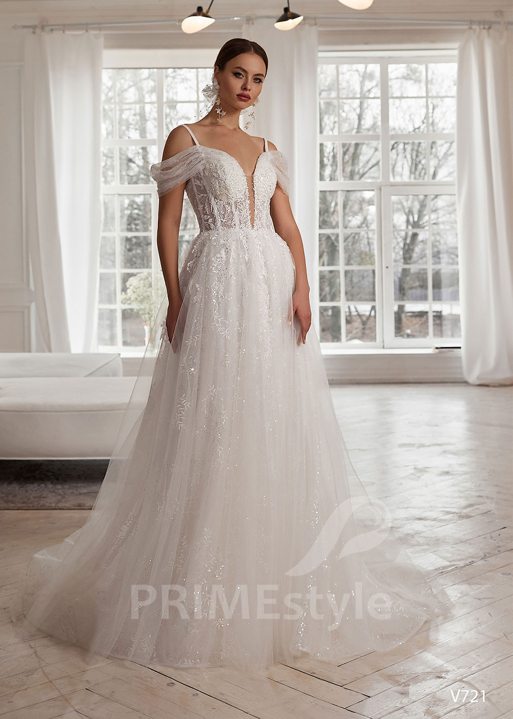 Luxusné trblietavé svadobné šaty LS721