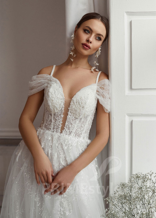 Luxusné trblietavé svadobné šaty LS721 2