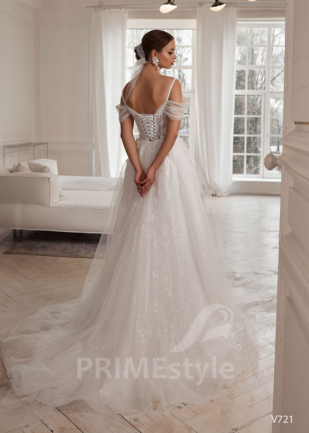 Luxusné trblietavé svadobné šaty LS721