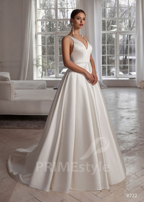 Jednoduché saténove svadobné šaty LS722