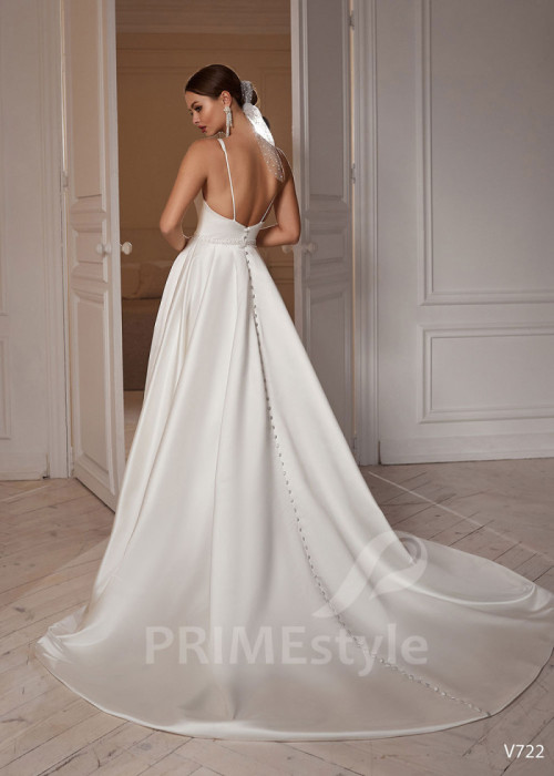 Jednoduché saténove svadobné šaty LS722 2