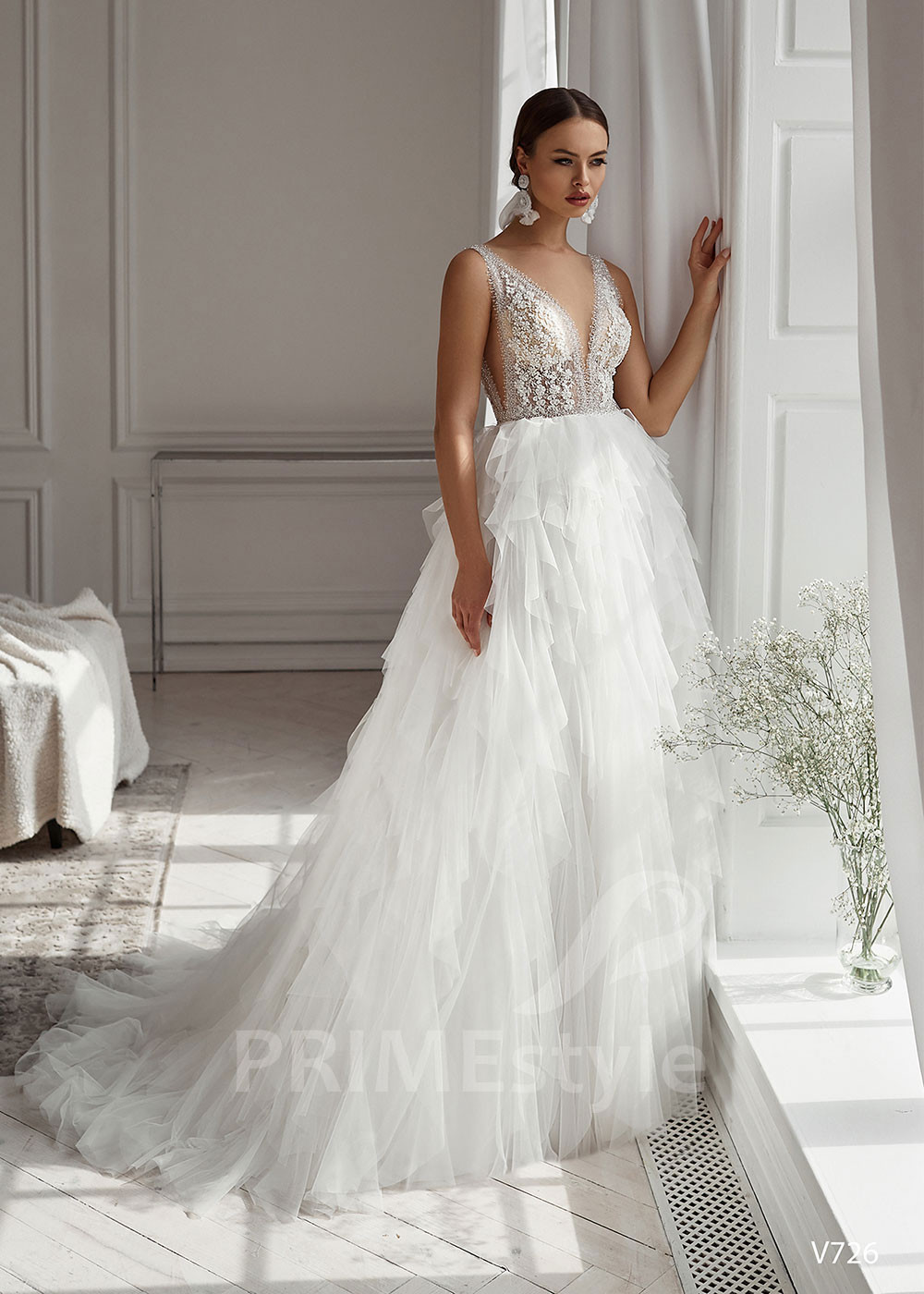 Luxusné romantické svadobné šaty LS726