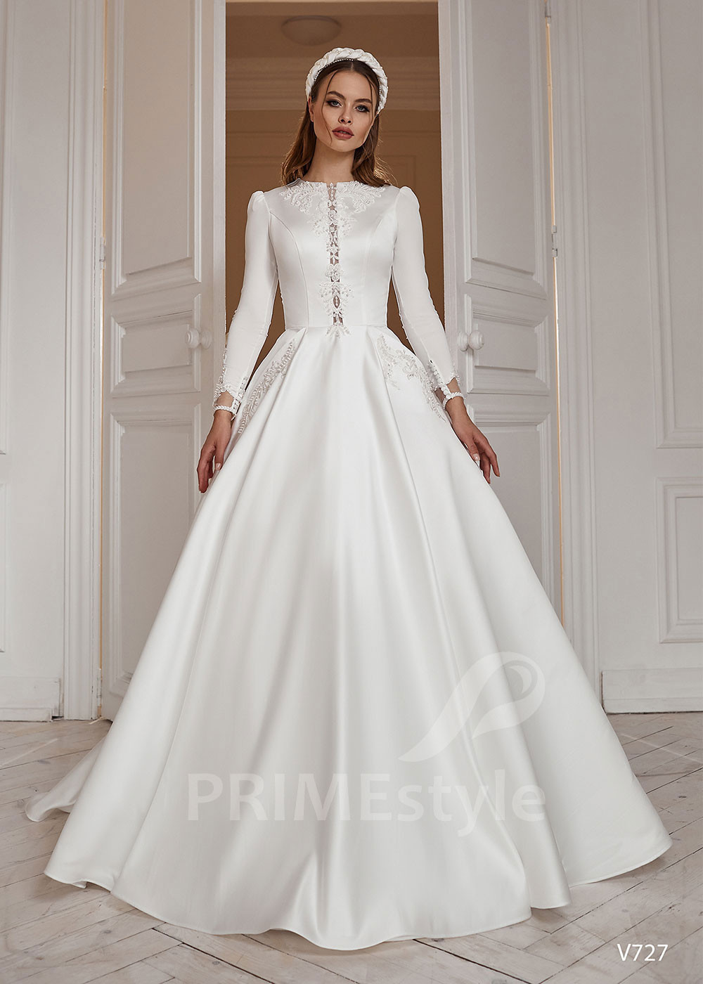 Elegantné saténove svadobné šaty LS727