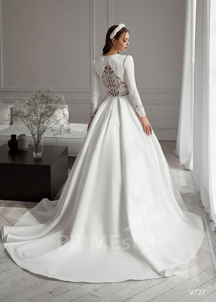 Elegantné saténove svadobné šaty LS727