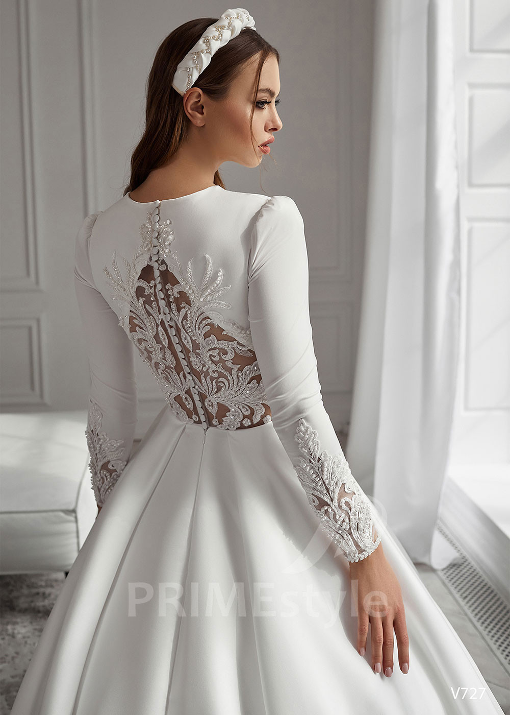 Elegantné saténove svadobné šaty LS727