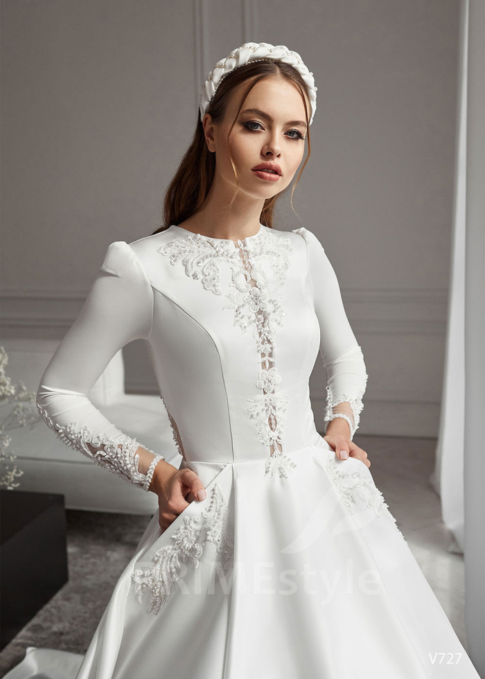 Elegantné saténove svadobné šaty LS727