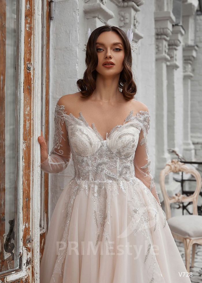 Elegantné čipkované svadobné šaty LS728