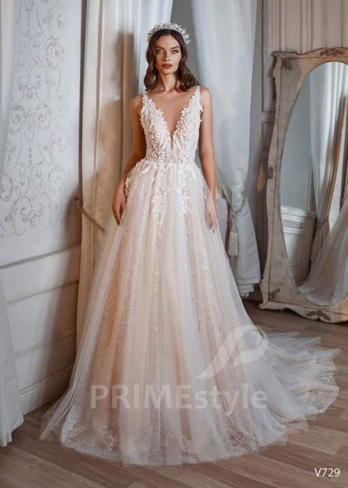 Luxusné trblietavé svadobné šaty LS729