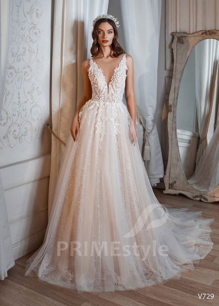 Luxusné trblietavé svadobné šaty LS729