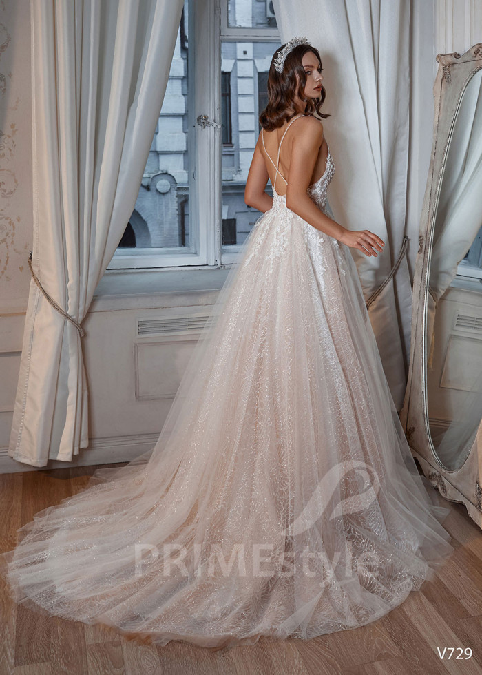 Luxusné trblietavé svadobné šaty LS729