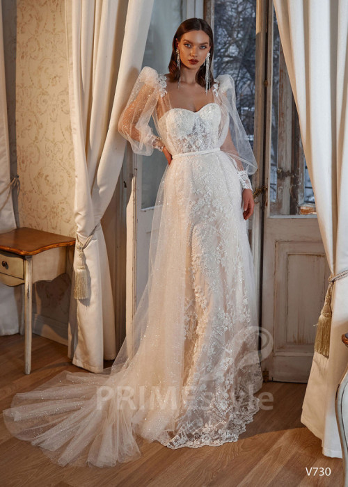 Extravagantné celočipkované svadobné šaty LS730