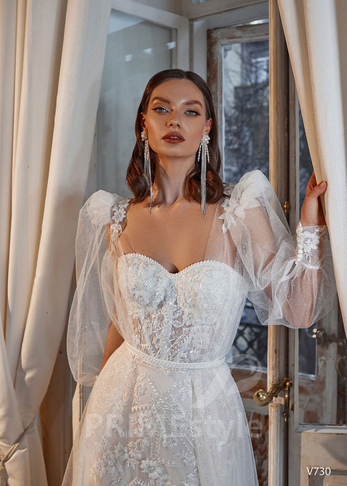 Extravagantné celočipkované svadobné šaty LS730