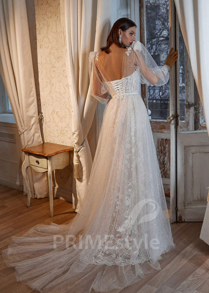 Extravagantné celočipkované svadobné šaty LS730