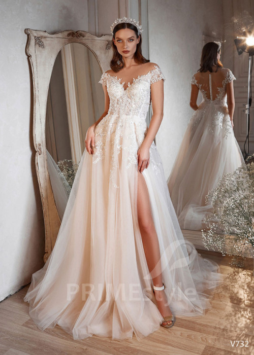 Elegantné romantické svadobné šaty LS732