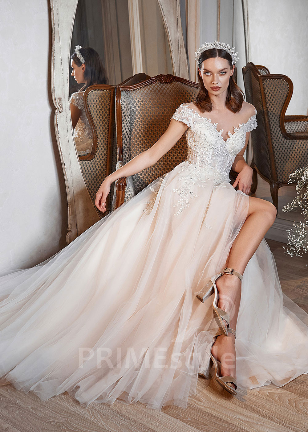 Elegantné romantické svadobné šaty LS732