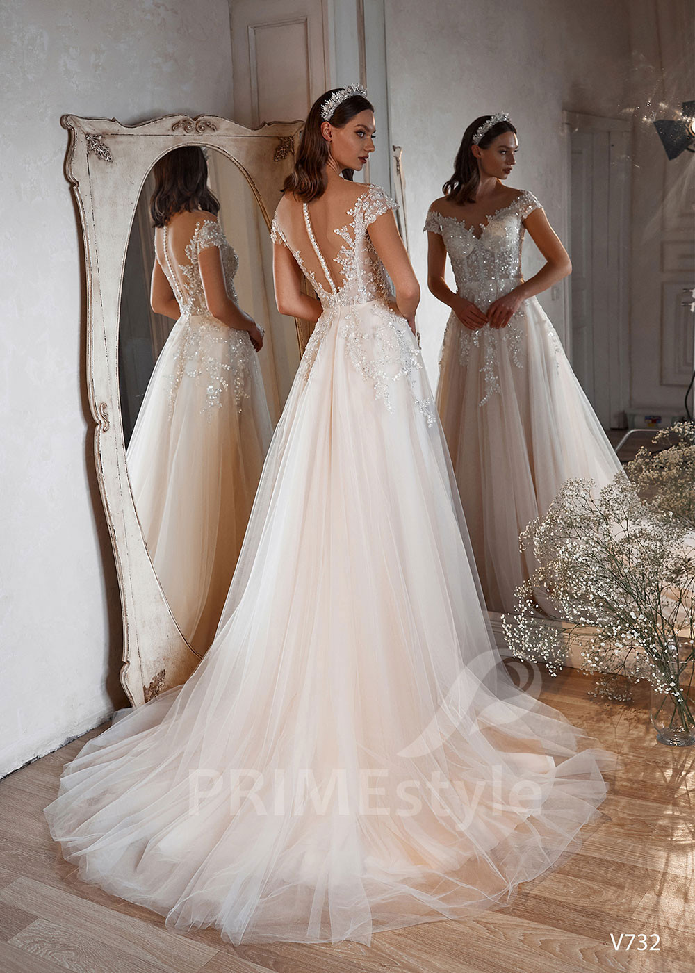 Elegantné romantické svadobné šaty LS732