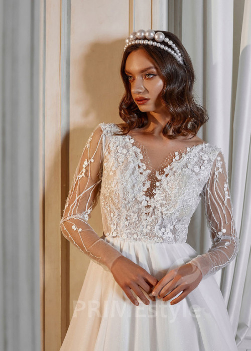 Elegantné čipkované svadobné šaty LS735 2