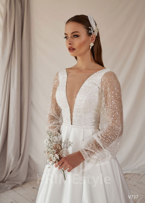 Elegantné saténove svadobné šaty LS737 2